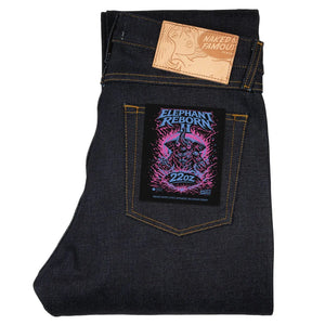 Naked and Famous 22 ounce Elephant 2 Reborn Selvedge Jeans True Guy Regular Straight folded