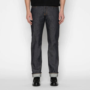 Naked and Famous 12 ounce Dia de los Muertos Selvedge Jeans Weird Guy Regular Tapered worn front