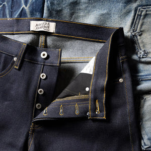 Naked and Famous 22 ounce Elephant 2 Reborn Selvedge Jeans Weird Guy Regular Tapered detail button fly