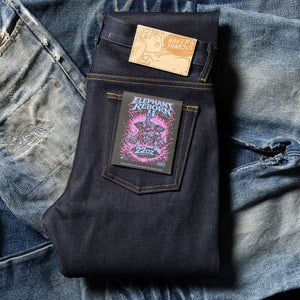 Naked and Famous 22 ounce Elephant 2 Reborn Selvedge Jeans Weird Guy Regular Tapered folded