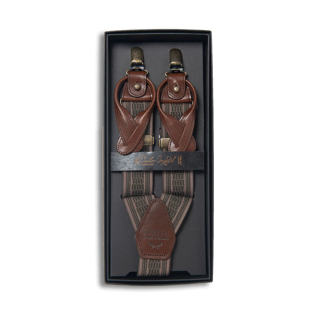 Tailor Orgueil 2 Way Military Suspenders Brown Olive