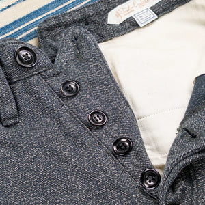 Orgueil OR 1117 Classic Wide Low Trousers Twisted Heather Wide Straight close up button fly