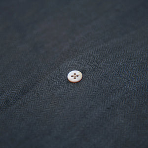 Orgueil OR-5092 Herringbone Linen Open Collar Shirt - Black