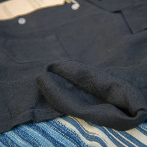 Orgueil OR-5092 Herringbone Linen Open Collar Shirt - Black