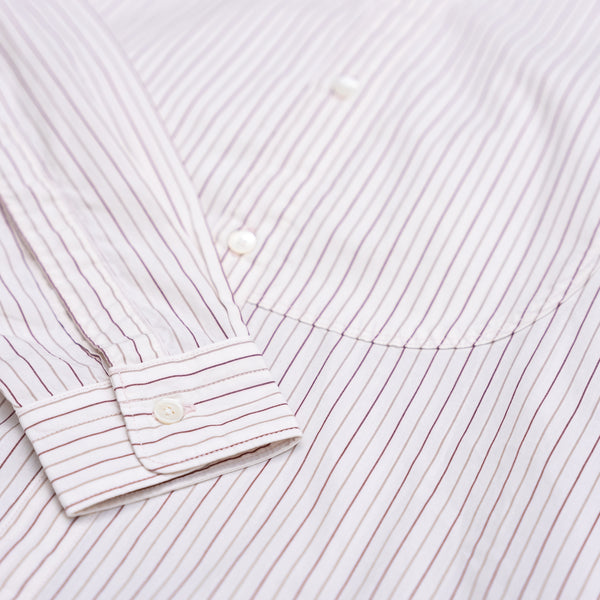 Orgueil Simple Stripe Band Collar Shirt – OR-5089B / White