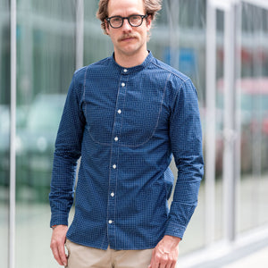 Orgueil Wabash Check Band Collar Shirt – OR-5089A / Indigo