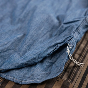 OrSlow 8070 1940s 4oz Chambray Work Shirt Blue detail side gusset