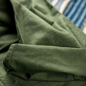 OrSlow Women US Army Fatigue Pants Olive Cropped close up fabric