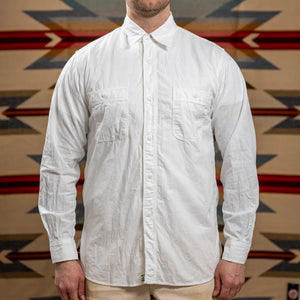 OrSlow 8070 1940s 4oz Chambray Work Shirt White worn front