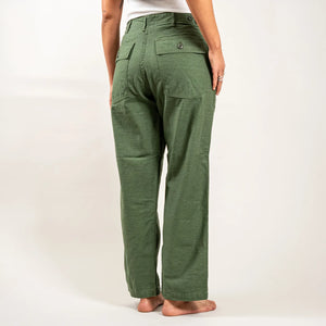 OrSlow Women US Army Fatigue Pants Olive Cropped worn backside