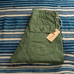 OrSlow Women US Army Fatigue Pants Olive Cropped  folded