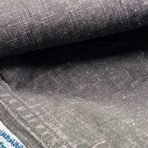 OrSlow 513 40s U S Navy Sumi Coated Linen Utility Trousers Black Wide Straight close up fabric