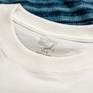 OrSlow 0018 6oz Just Tubular Knit TShirt White close up collar