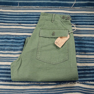 OrSlow 5002 9 ounce US Army Washed Fatigue Pants Used Green folded
