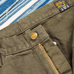 OrSlow 5328 Dads Fit Oxford Painter Pants Coffee Brown close up button
