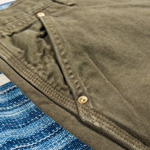OrSlow 5328 Dads Fit Oxford Painter Pants Coffee Brown close up rivet
