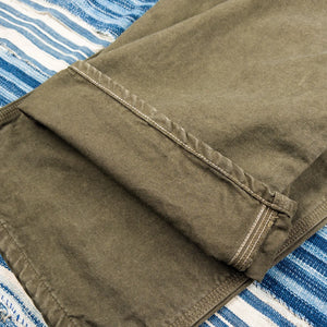 OrSlow 5328 Dads Fit Oxford Painter Pants Coffee Brown close up hem