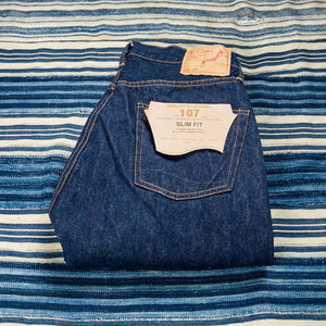 OrSlow 107 Ivy Fit 13oz Selvedge Jeans One Wash Slim Tapered folded