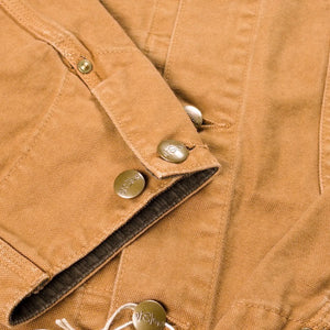 OrSlow 6034 Relaxed Oxford Coverall Jacket Brown close up cuff