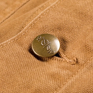 OrSlow 6034 Relaxed Oxford Coverall Jacket Brown close up button