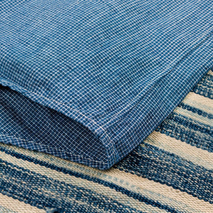OrSlow 8112 4 ounce Small Check Chambray Button Down Shirt Indigo detail hem
