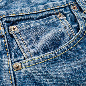 OrSlow 105 Standard Fit 13oz Selvedge Jeans 2 Year Wash Regular Straight close up coin pocket