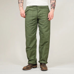 OrSlow 5002 9oz US Army Fatigue Pants Green worn front