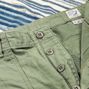 OrSlow 5002 9oz US Army Fatigue Pants Green button fly