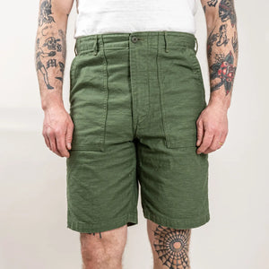 OrSlow 7002 US Army Fatigue Shorts Olive worn front