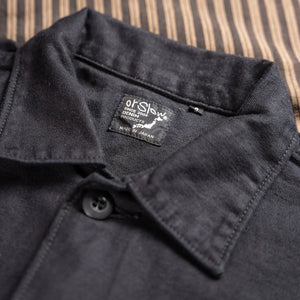 OrSlow 8045 US Army Reverse Sateen Fatigue Shirt Black detail collar