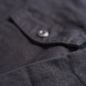 OrSlow 8045 US Army Reverse Sateen Fatigue Shirt Black close up fabric