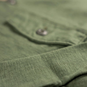 OrSlow 8045 US Army Reverse Sateen Fatigue Shirt Olive close up fabric