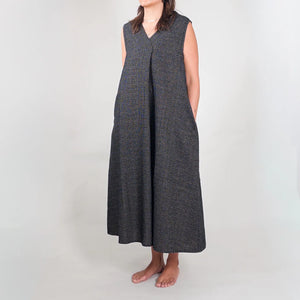 OrSlow Mizutama Jacquard Dress Black Polka Dot worn semi profile
