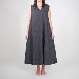 OrSlow Mizutama Jacquard Dress Black Polka Dot worn front