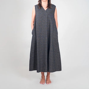 OrSlow Mizutama Jacquard Dress Black Polka Dot worn front
