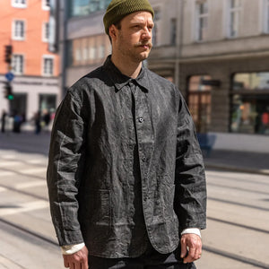 OrSlow 6250 WW2 1940 Sumi Coated Linen Coverall Black worn lifestyle