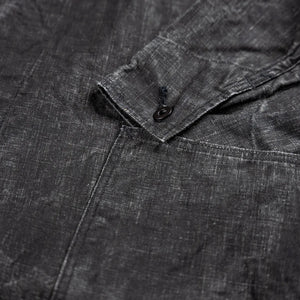 OrSlow 6250 WW2 1940 Sumi Coated Linen Coverall Black close up cuff and patch pocket