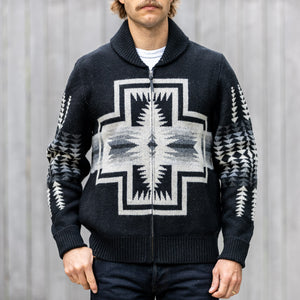Pendleton Harding Lambswool Full Zip Cardigan – Black Pearl