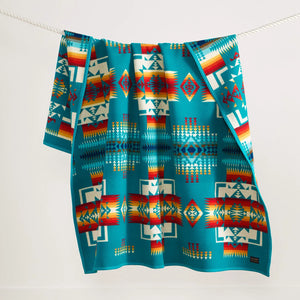 Pendleton Jacquard Blanket Chief Joseph Turquoise lifestyle hanging