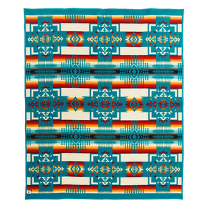 Pendleton Jacquard Blanket Chief Joseph Turquoise backside