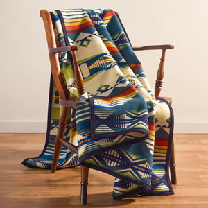 Pendleton Jacquard Blanket Creekside Blue Multi lifestyle decorated