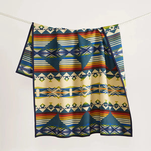 Pendleton Jacquard Blanket Creekside Blue Multi lifestyle decorated