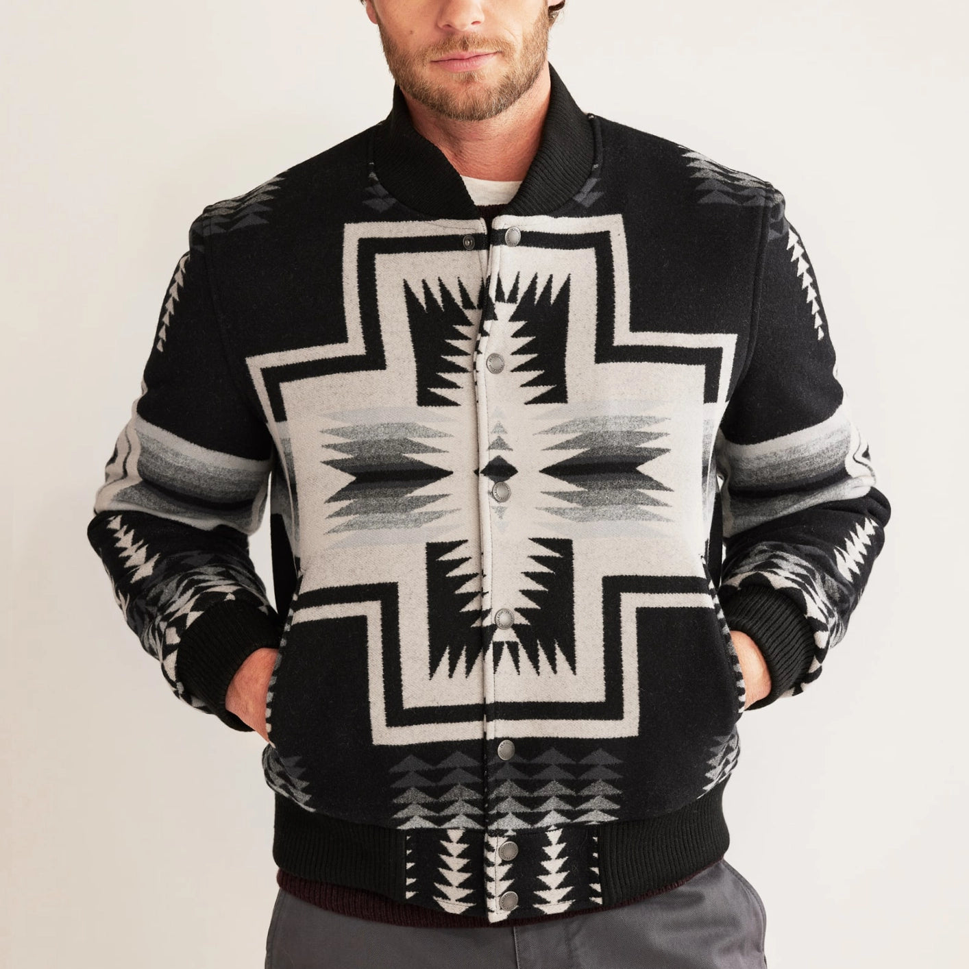 Pendleton Harding Quilted Gorge Varsity Jacket Black