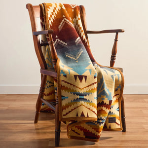 Pendleton Jacquard Blanket Helena Ridge Sand Multi lifestyle decorated