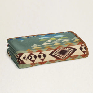 Pendleton Jacquard Blanket Highland Peak Balsam Green Folded Side