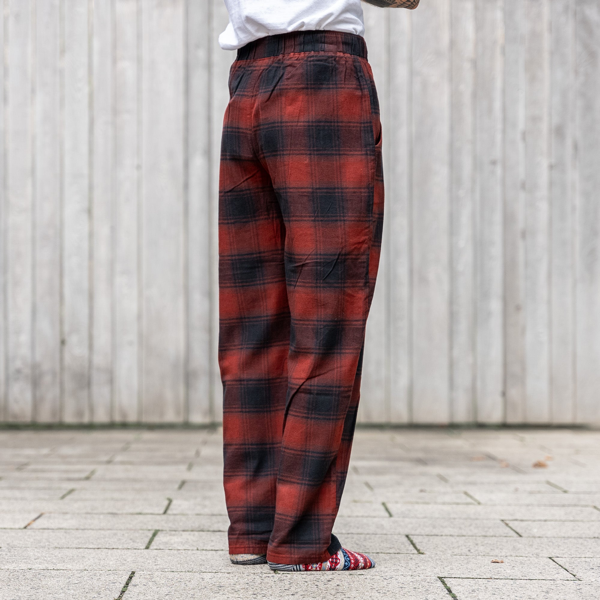 Pajama Pants, Navy Red Check Flannel