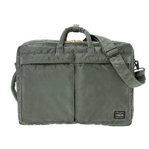 Porter Yoshida New Tanker 3Way Document Bag With Zip Sage Green front briefcase
