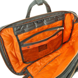Porter Yoshida New Tanker 3Way Document Bag With Zip Sage Green open second compartment