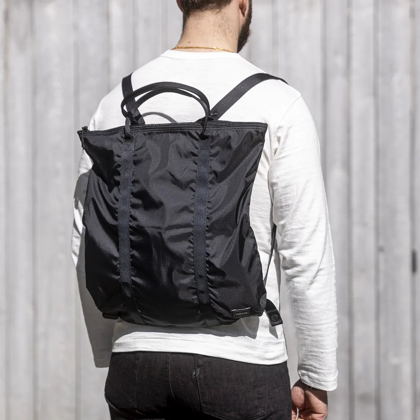Porter FLEX 2Way Tote Bag – Black Nylon Ripstop Packable Japan