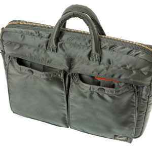 Porter Yoshida New Tanker 2Way Document Bag Sage Green front open front pockets